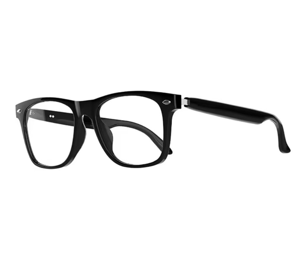 Side profile of Orukka GlassPay smart glasses in matte black
